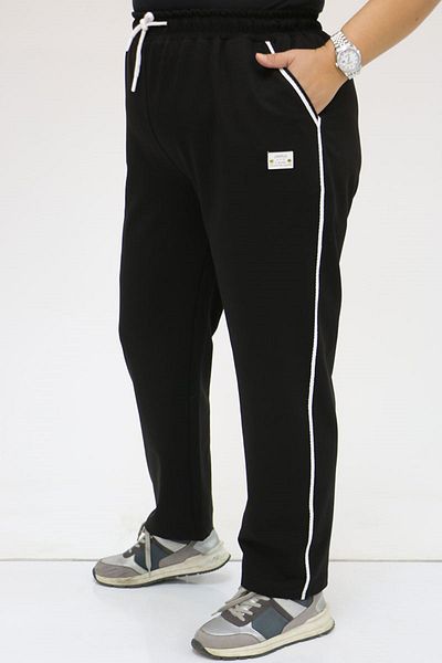 Eslina 49512 Plus Size Crop Piping Φούτερ με δύο κλωστές - Μαύρο