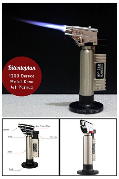 BiTon Toptan Metal Kasa Torch Pürmüz Çakmak 1300 Derece Isı Tabancası Aşcı Pürmüzü Tıbbi Diş Pürmüzü BS-261