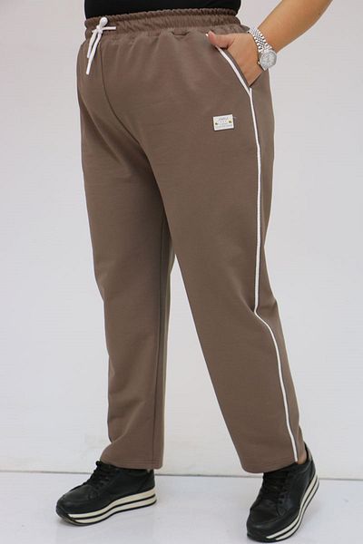 Eslina 49512 Plus Size Mink Sweatpants - Ribbed Piping, Two Strands