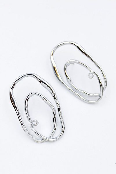 mos&more Silver Hoop Design Large Women's Earrings (8cm)
