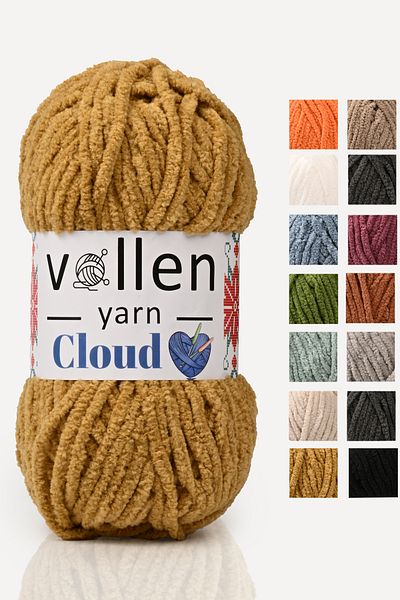 vollen yarn Vollenyarn Cloud,Velvet Blanket Yarn,Hand Knitting Yarn,Crochet Cardigan Yarn,Amigurumi Toy Yarn, Mustard