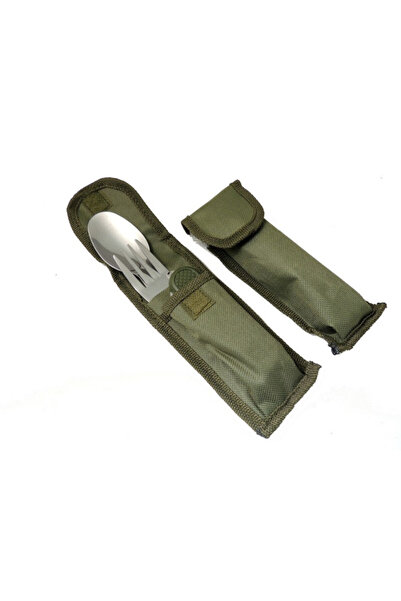 NOMOTHETIC Kamp, Outdoor Kamp Çakısı Haki Çatal Kaşık 5cm Bıçak