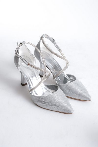 LUNA FLOWER Pantofi de damă cu toc argintiu Lf805