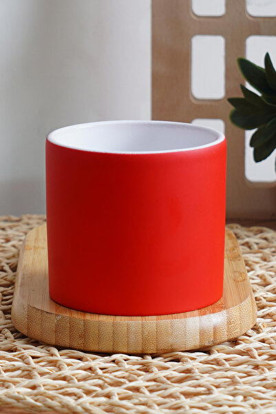 Seraclass Double Espresso Fincanı Kulpsuz Tasarım 220ml & Kırmızı Renkli (TAB...