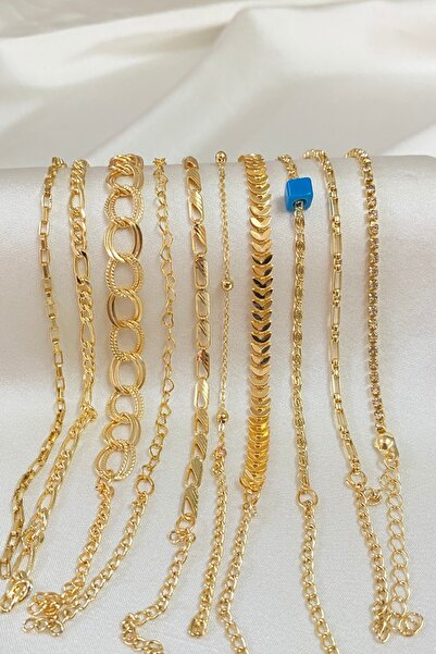 Altın Kaplama 10'li Kadın Bileklik Seti