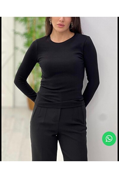 KAROL Bisiklet yaka fitilli likralı Uzun kollu badi