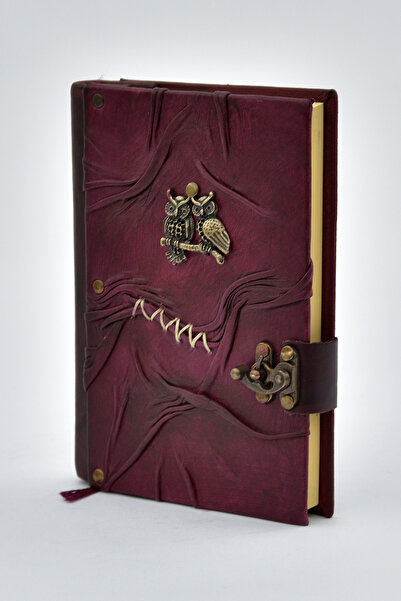 Legend Deri Baykuş El Yapımı Hakiki Deri Şamua Kraft Kağıt Hediyelik Anı Günl...