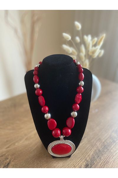 Store Red Bead Vintage Women's Necklace