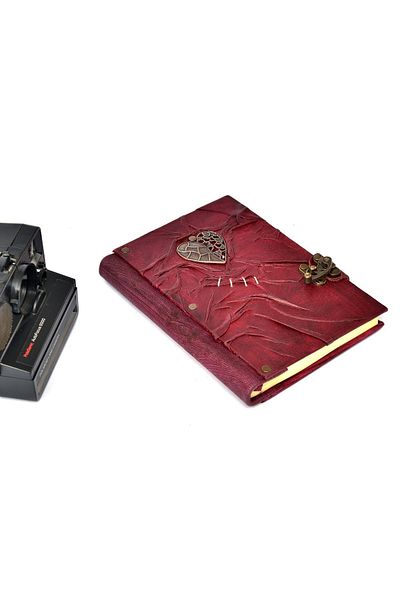 Legend Deri Genuine Leather Heart Antique Şamua - Kraft Handmade A5 Notebook Gift Memory Daily Agenda