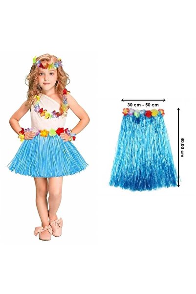 Skygo Odrasla i dečja suknja u istoj plavoj boji Sa resama Hawaii Luau Hula s...