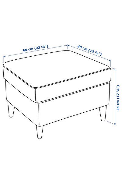 IKEA Cushion-Pouf Foot Extension Pouf, Width: 60 Cm, Depth: 40 Cm, Height: 44 cm