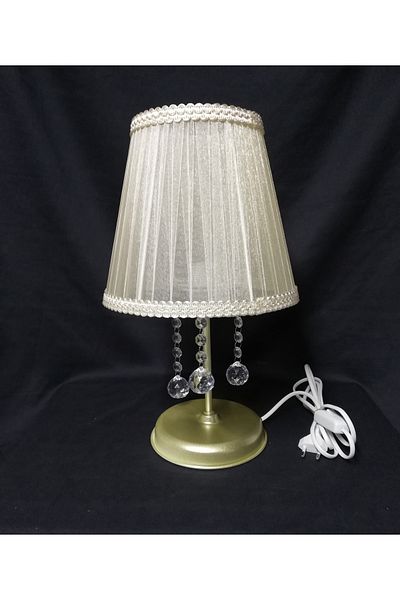 TEKAY AYDINLATMA Cream Headed Metal Gold Footed Stone Bedroom Lampshade