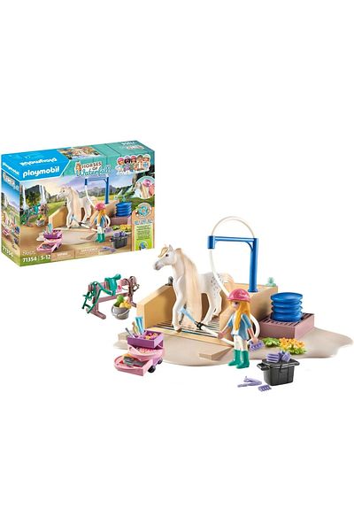 Playmobil Horses of Waterfall 71354 - Isabella & Lioness with Washing Area, Comprehensive Horse Care, Large Boat