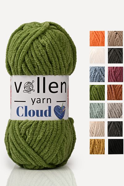 vollen yarn Vollenyarn Cloud, βελούδινο νήμα κουβέρτας, νήμα πλεξίματος χειρός, νήμα ζακέτας με βελονάκι, νήμα παιχνιδιών Amigurumi, πράσινο