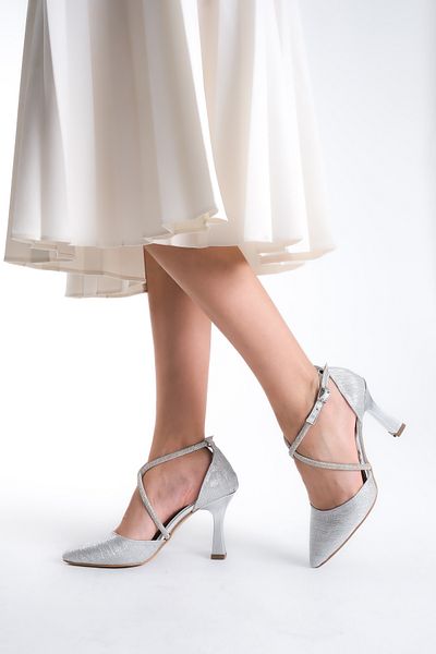 LUNA FLOWER Pantofi de damă cu toc argintiu Lf805