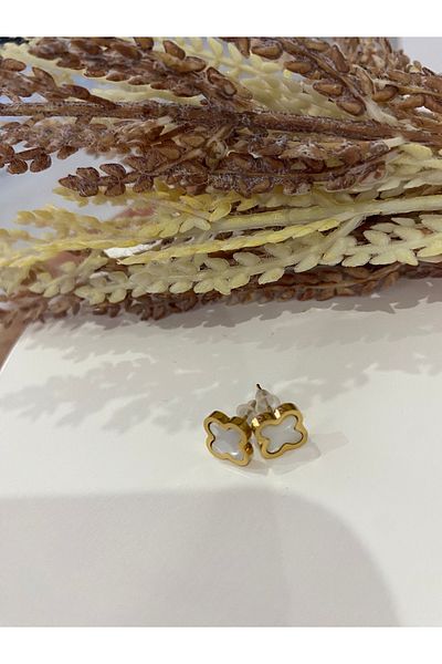 aurabijuteri Clover Patterned Minimal Men's Earrings Men's Earrings Joint Earrings Gift Earrings