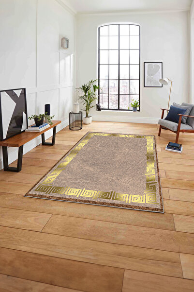 Napoli Home Çerçeveli Vektörel Mermer Desenli Yıkanabilir Kaymaz Taban Yolluk...