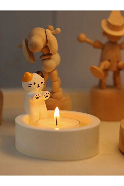 Minik Mucizeler Üşüyen kedi mumluk dekoratif eşya