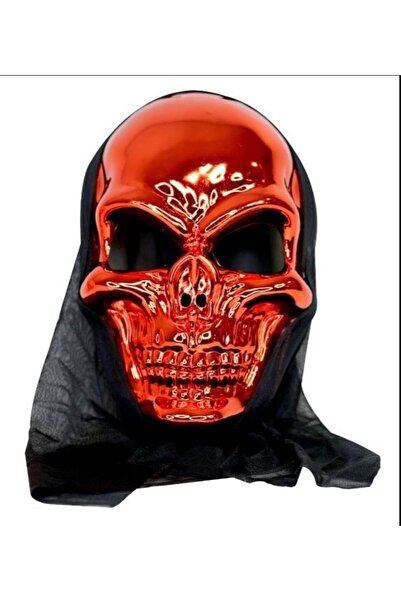 PartAntalya Kuru Kafa Cadılar Bayramı Maske Kırmızı Parlak Kapşonlu Hallowen ...