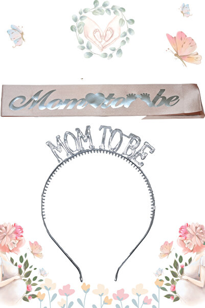 Larenya Mom To Be Plastik Taç Ve Kuşak & Baby Shower Set & Pembe Gümüş Kuşak ...