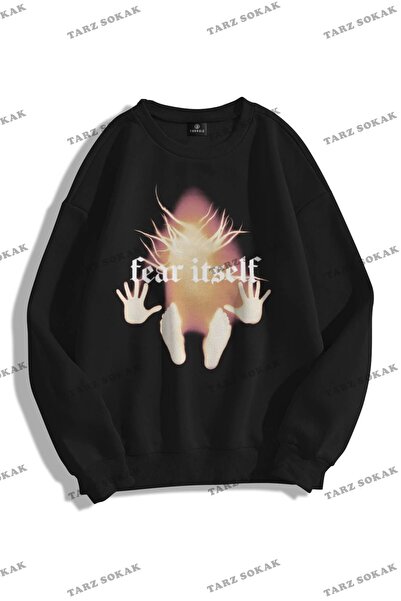 Tarzsokak Ουνισέξ Y2K Fear Itself Φούτερ με λαιμόκοψη ποδηλάτου - ΚΩΔ 1814