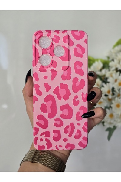 Magic Ring حافظة هاتف Xiaomi Redmi 13 مخملية داخلية متوافقة مع طباعة الفهد