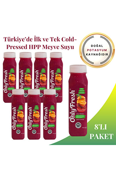 ONLY FRESH %100 Cold-Pressed Nar & Portakal Meyve Suyu 250ml X 8 Adet