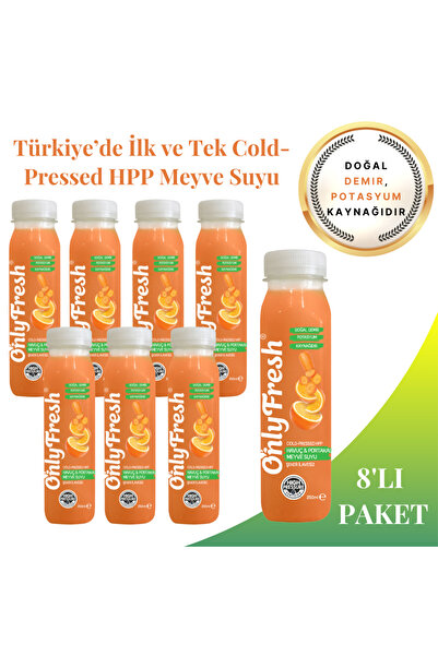 ONLY FRESH %100 Cold-Pressed Havuç & Portakal Meyve ve Sebze Suyu 250ml X 8 Adet