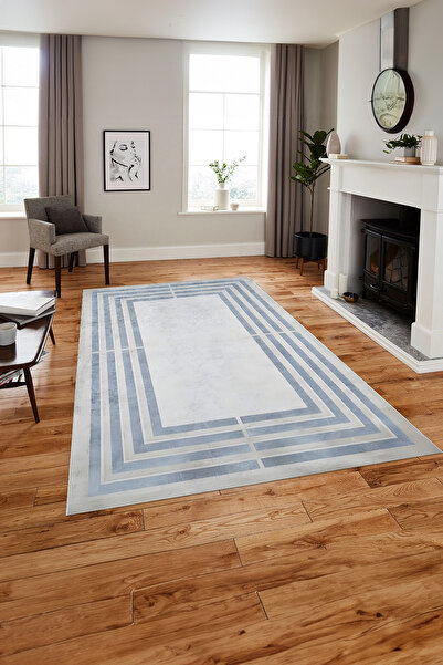 Napoli Home Çerçeveli Dikdörtgen Çizgili Yıkanabilir Kaymaz Taban Yolluk Mutfak Salon Halısı