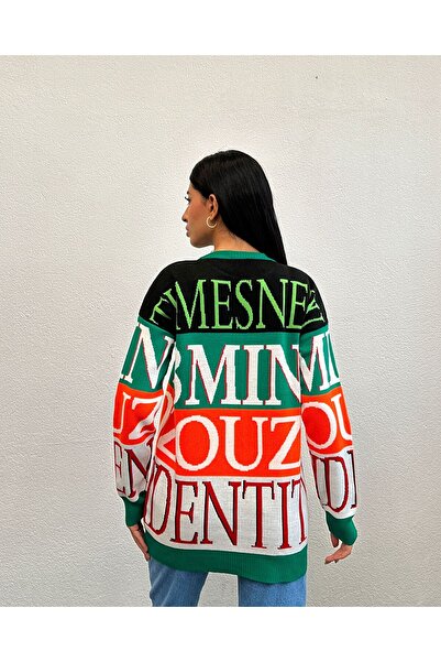 Secret Passion Lingerie New Season Mixed Color Written and Patterned Women's Knitwear Sweater 10476