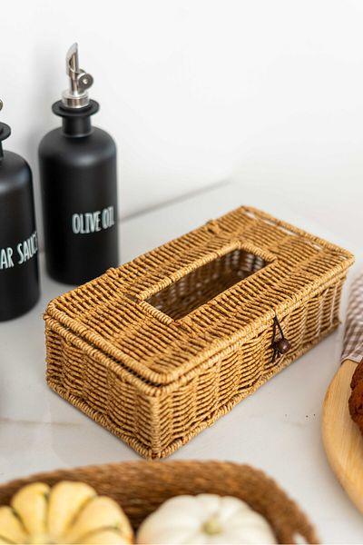 KaiHome Ръчно изработена кутия за съхранение/държач за салфетки от бамбук/ратан
