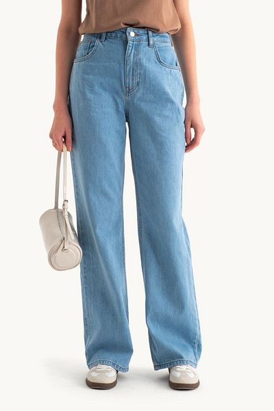 Hiccup Pantaloni din denim cu talie înaltă cu picioare drepte