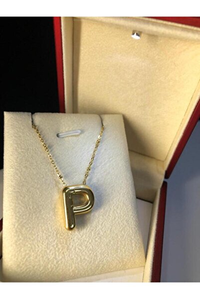 vogutima jewelery&silver by timuçin mavili قلادة بالون حرف P من الفولاذ المقا...