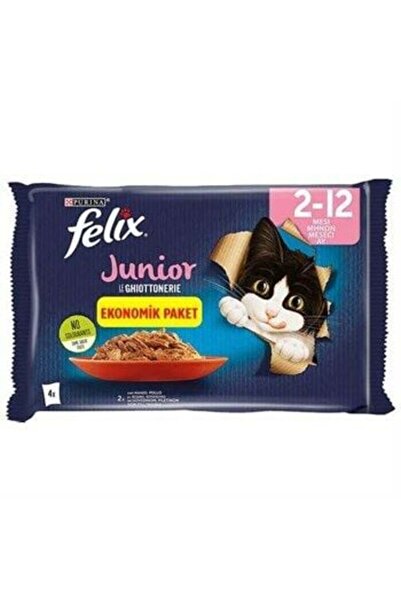 FELIX Multipack Junior Sığır Etli Ve Tavuklu Yavru Kedi Konservesi 4x85 gr