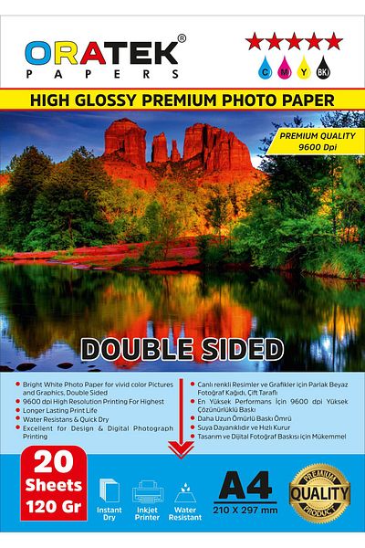 ORATEK Pg-46 Cl-56 Compatible Photo Paper A4 Glossy 120 Gr 20 Yp for Canon E414 Printer