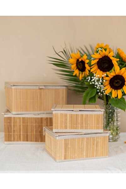 KaiHome Bambu 35x27x16cm Çok Amaçlı Kapaklı Sepet/Düzenleyici/Organizer