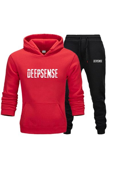 DEEPSENCE طقم شتوي رجالي - سويت شيرت وبنطال رياضي، كاجوال يومي من القطن