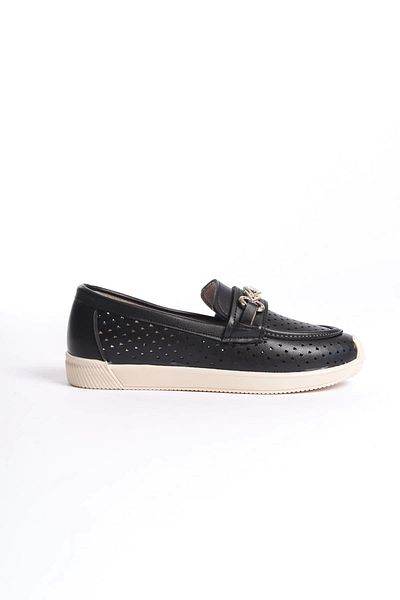 POLEXP Lily Laceless Ορθοπεδική Άνετη Σόλα Παπούτσια Μπαλαρίνας με μοτίβο καρδιάς Kt Μαύρο