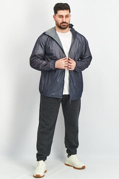 Tchibo Men Plain Windbreaker Jacket, Navy Blue