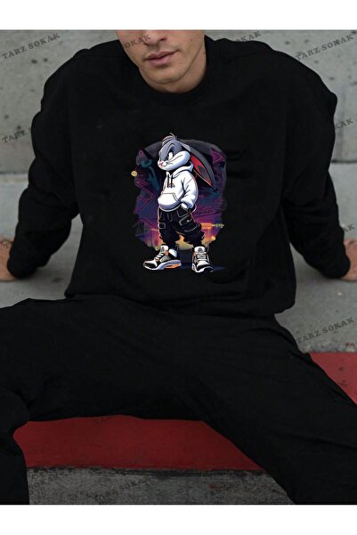 Tarzsokak Y2K ΝΕΑ ΣΕΖΟΝΑ SSWEAT HARAJUKA KUROMİ ΡΕΤΡΟ ΚΩΔΙΚΟΣ 1597 Μαύρο