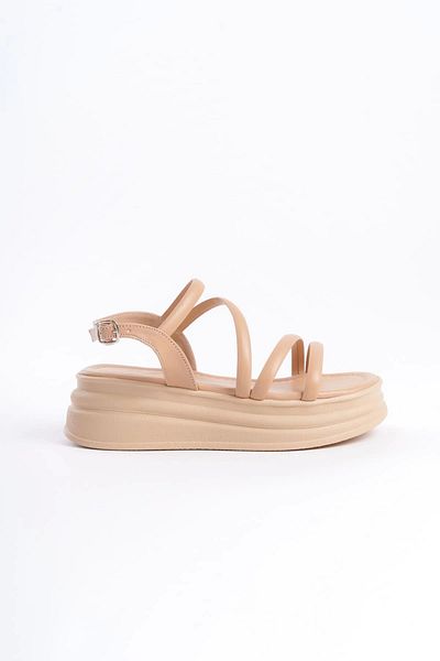 MCEM STORE Sandale de damă cu talpă ortopedică NATALIE cu cataramă subțire - piele TT cu detaliu dungi