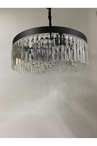 Birsen Aydınlatma IŞIL 60X60SİYAH  KRİSTAL TAŞLI AVİZE