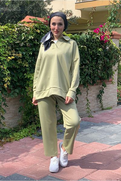Moda Rosa 25K2267 - Green - V-Neck Scuba Double Set