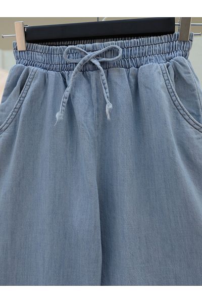 HİJABAYA Wide Leg Jeans with Elastic Waist Pockets