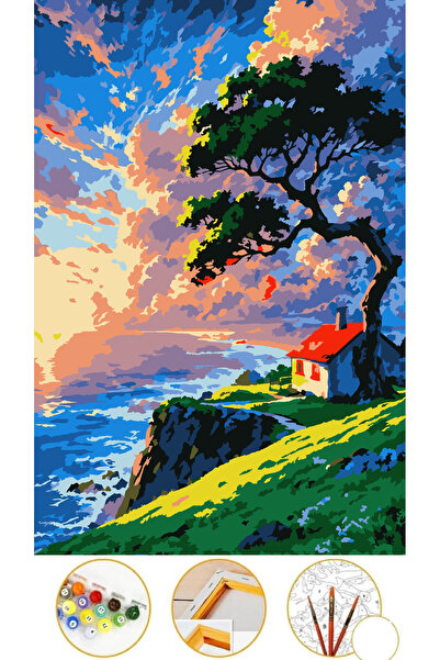 Puzzle Sayılarla Boyama Tuval Seti Fırça Boya Dahil (çıtalı)  AKRİLİK GUAJ BO...