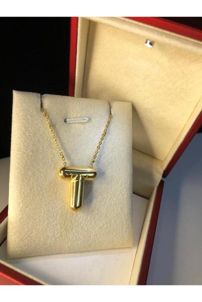 GWOMA Balloon letter t necklace stainless steel yellow color • in illuminated...