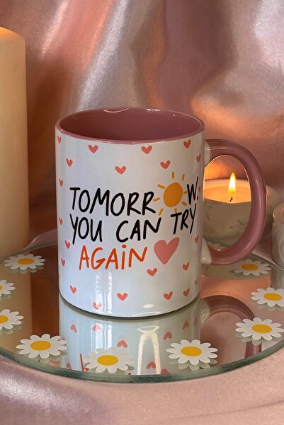 Cool Stuff غدا يمكنك المحاولة مرة أخرى كوب باللون الوردي من الداخل والخارج