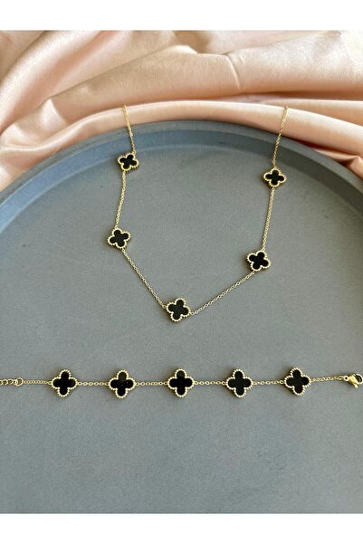 ANGELSS JEWELLERY Yonca Model Kolye Ve Bileklik Seti Çelik 316l