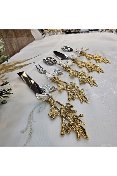 TURAB Paslanmaz Gold Işlemeli 5 Parça Şık Servis Seti