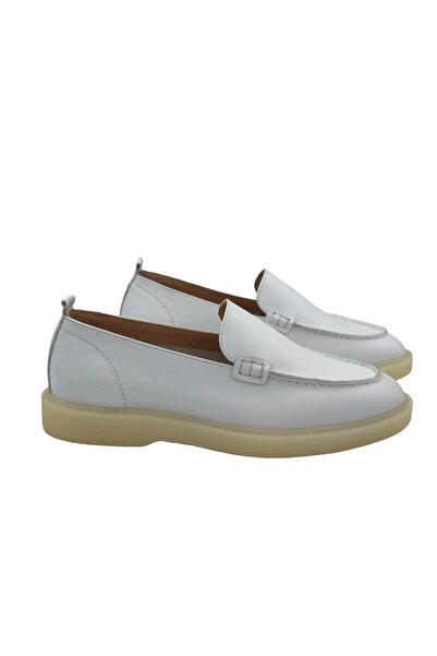 a ayak&kabım official Genuine Leather White Women's Shoes